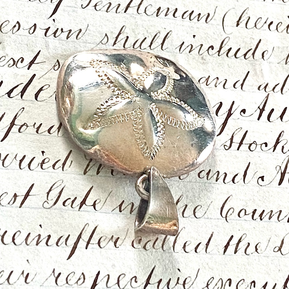 Stunning Sterling Silver Puffy Sand Dollar Pendant 925 Mexico - Picture 6 of 9